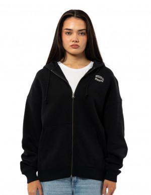 Dámské Bundy Russell Athletic Originals Embroidered Zip Through Černé | YBZ-280974