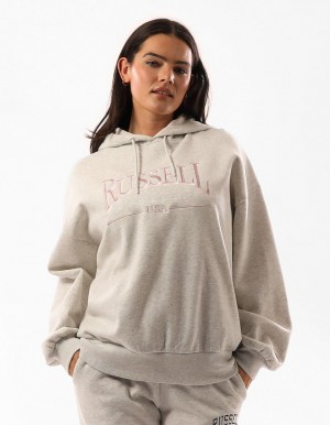 Dámské Mikina s Kapucí Russell Athletic Houston Oversized Béžový | UDA-710348