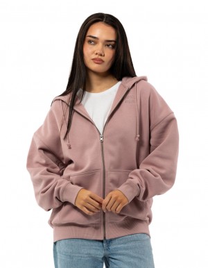 Dámské Mikina s Kapucí Russell Athletic Originals Embroidered Zip Through Růžové | QXT-803642
