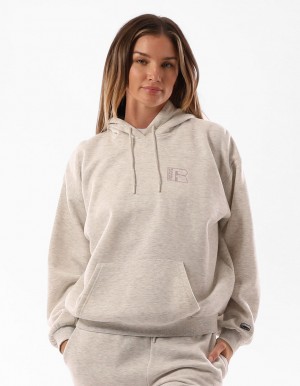 Dámské Mikina s Kapucí Russell Athletic Original Inlay Logo Béžový | LRY-314086