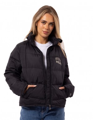 Dámské Puffer Bunda Russell Athletic Arch Logo Černé | FHY-146028
