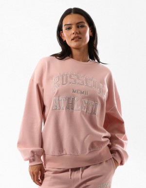Dámské Svetr S Výstřihem Do Posádky Russell Athletic Seattle Arch Oversized Růžové Růžové | PKW-516924
