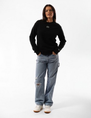 Dámské Svetr S Výstřihem Do Posádky Russell Athletic Originals Embroidered Černé | RLK-290785