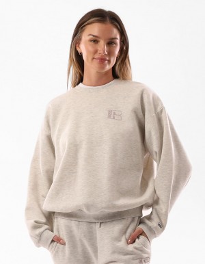 Dámské Svetr S Výstřihem Do Posádky Russell Athletic Original Inlay Logo Hnědožlutý | FMK-376928