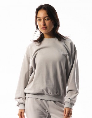 Dámské Svetr S Výstřihem Do Posádky Russell Athletic Inlay Logo Unbrushed Světle Šedé | FRS-236754