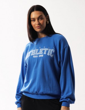 Dámské Svetr S Výstřihem Do Posádky Russell Athletic Halston Blankyt | KHY-096734