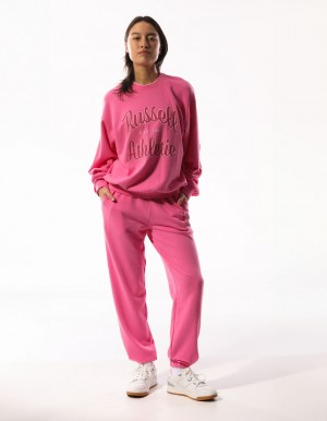 Dámské Svetr S Výstřihem Do Posádky Russell Athletic Annie Oversized Růžové | HBT-317690