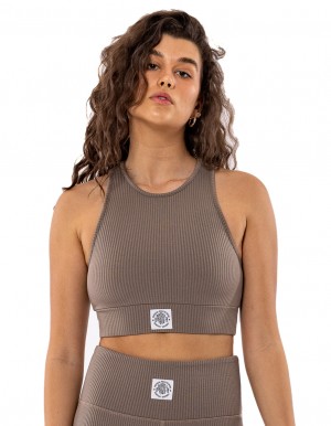Dámské Tílko Russell Athletic Deja Vu Ribbed Crop Béžový | UMR-142973