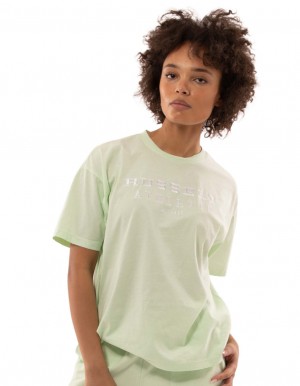 Dámské Tričko Russell Athletic Elements Oversize Světle Šedé Zelene | HRT-286951
