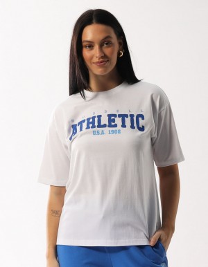 Dámské Tričko Russell Athletic Halston Oversize Bílé | DKR-532649