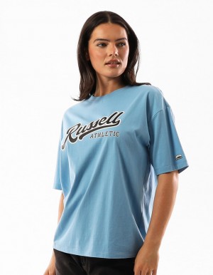 Dámské Tričko Russell Athletic Scripted Blankyt | IRK-639081