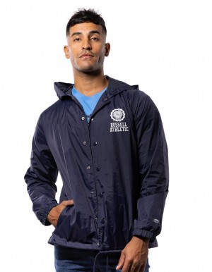 Pánské Bundy Russell Athletic Hooded Coaches Tmavě Blankyt | PKC-692137