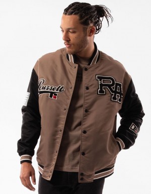 Pánské Bundy Russell Athletic Varsity Badge Hnědé | XOF-680439