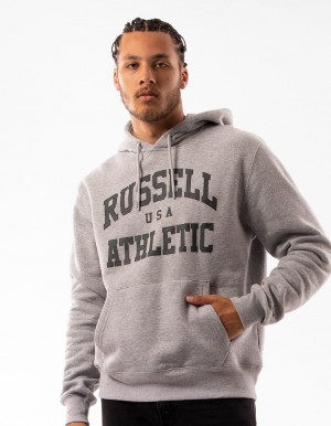 Pánské Mikina s Kapucí Russell Athletic Houston Šedé | QIJ-840163