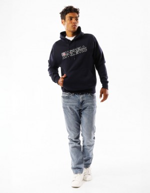 Pánské Mikina s Kapucí Russell Athletic Modern Logo Tmavě Blankyt | OQF-695470