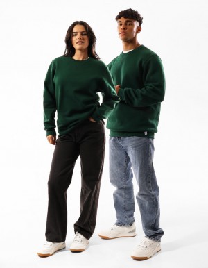Pánské Svetr S Výstřihem Do Posádky Russell Athletic Unisex Dri Tmavě Zelene | OAP-501247