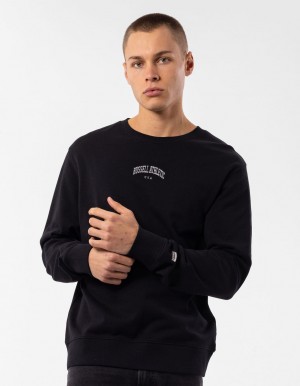 Pánské Svetr S Výstřihem Do Posádky Russell Athletic Originals Big Arch Unbrushed Černé | JVS-973621