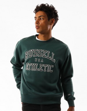 Pánské Svetr S Výstřihem Do Posádky Russell Athletic Melrose Zelene | QOH-902648