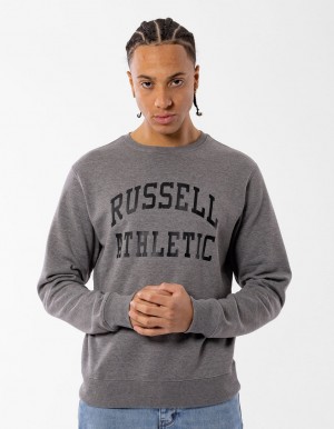 Pánské Svetr S Výstřihem Do Posádky Russell Athletic Core Arch Šedé | CNX-389014