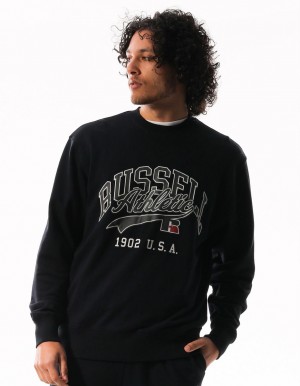 Pánské Svetr S Výstřihem Do Posádky Russell Athletic Arch Sport Šedé | FMS-495732