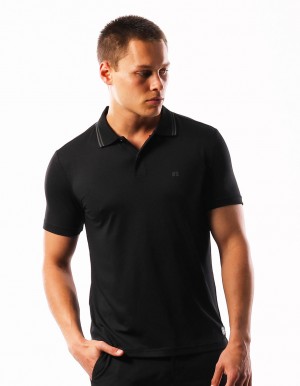 Pánské Tričko Russell Athletic Active Polo Černé | VTI-864197