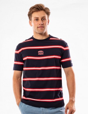Pánské Tričko Russell Athletic Kansas Stripe Tmavě Blankyt | RTD-290451
