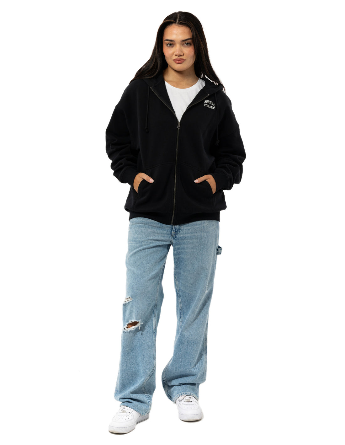 Dámské Bundy Russell Athletic Originals Embroidered Zip Through Černé | YBZ-280974