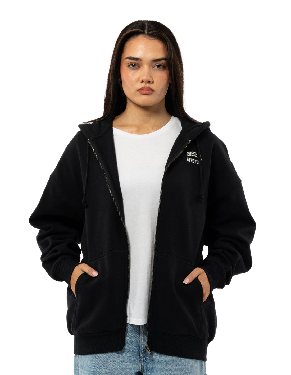 Dámské Bundy Russell Athletic Originals Embroidered Zip Through Černé | YBZ-280974