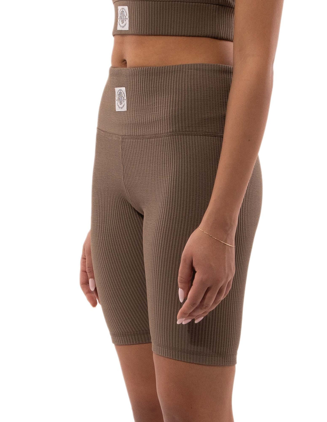 Dámské Kraťasy Russell Athletic Deja Vu Ribbed Bike Béžový | MGV-567081