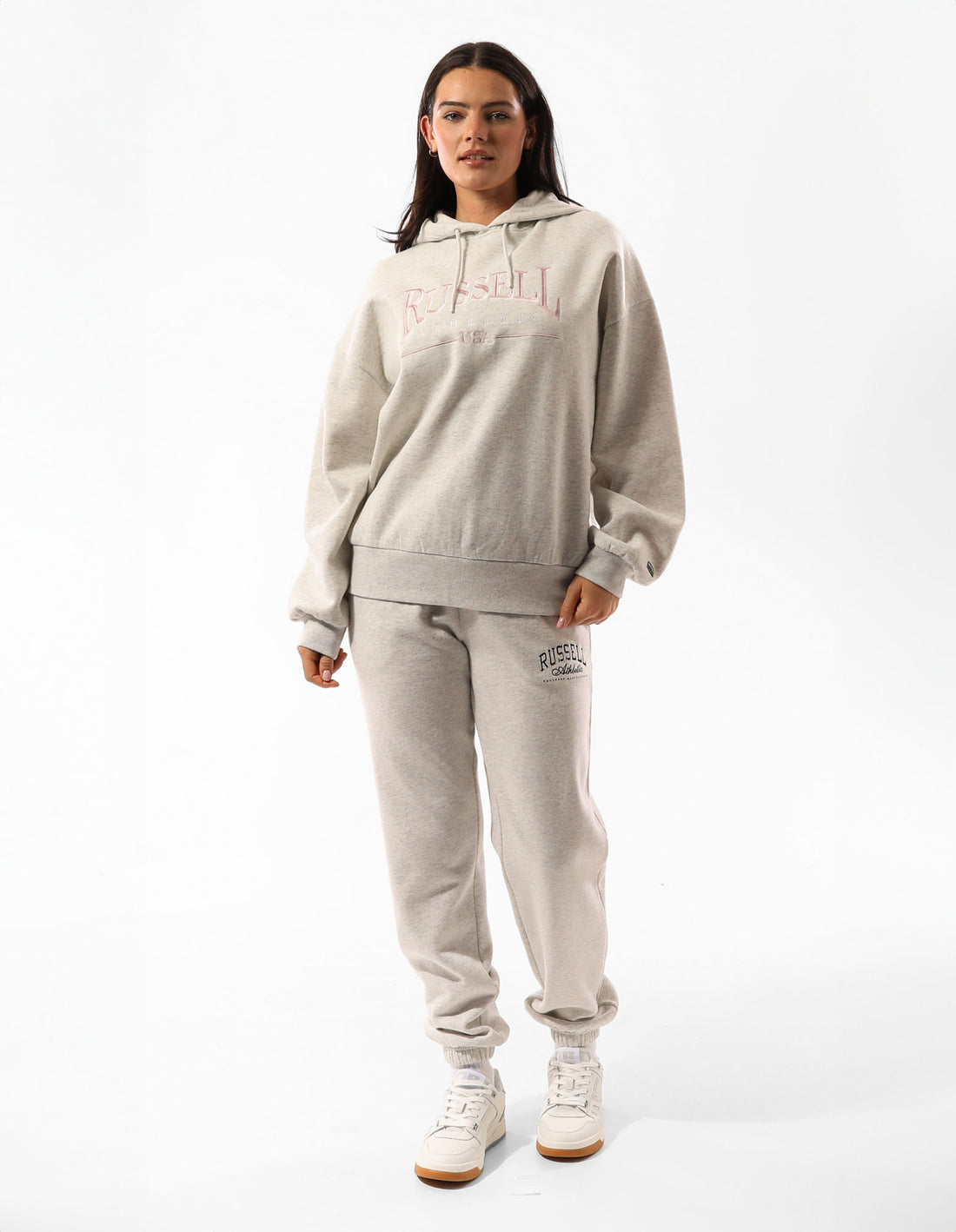 Dámské Mikina s Kapucí Russell Athletic Houston Oversized Béžový | UDA-710348