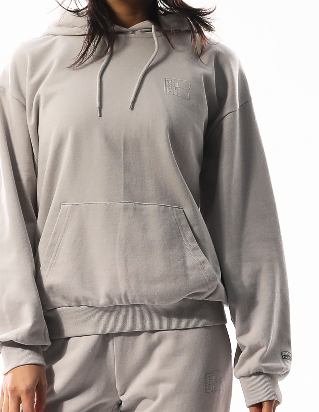 Dámské Mikina s Kapucí Russell Athletic Inlay Logo Unbrushed Světle Šedé | SHZ-489023