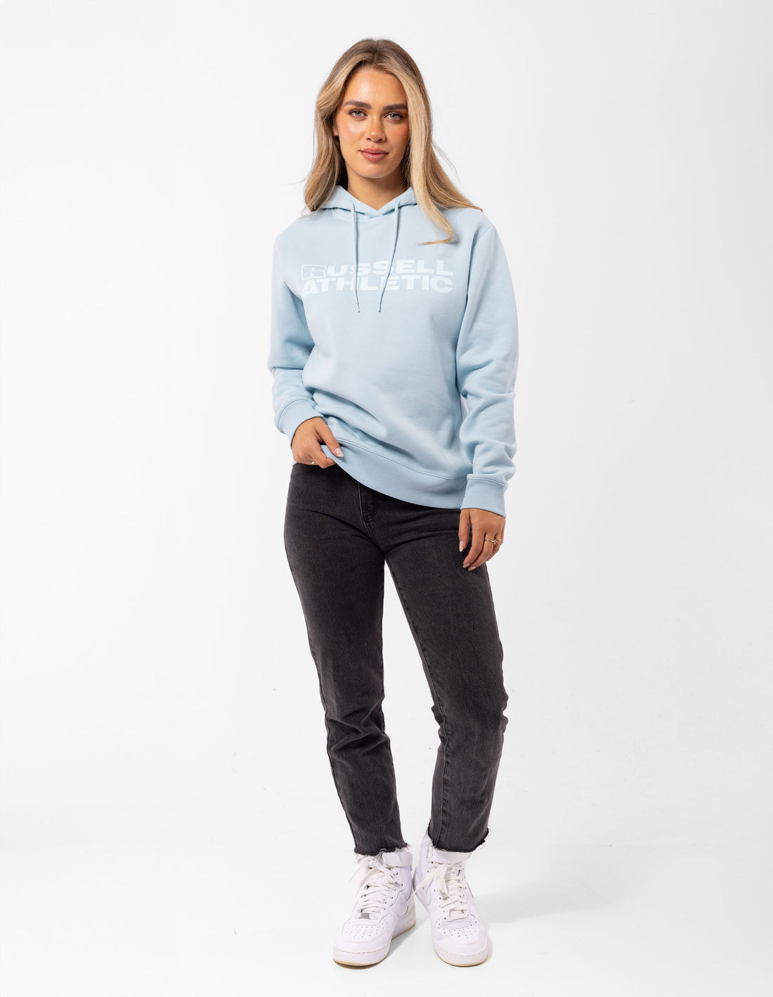 Dámské Mikina s Kapucí Russell Athletic Modern Tonal Světle Blankyt | AYW-065238