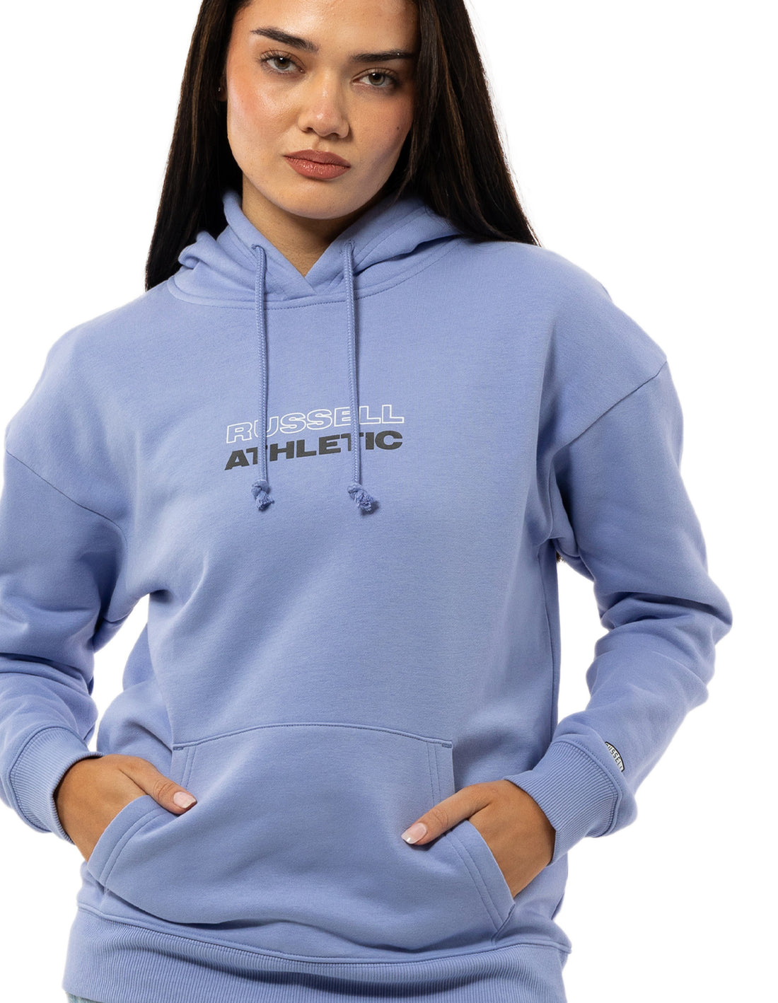 Dámské Mikina s Kapucí Russell Athletic Originals Linear Levandule | ADR-460725