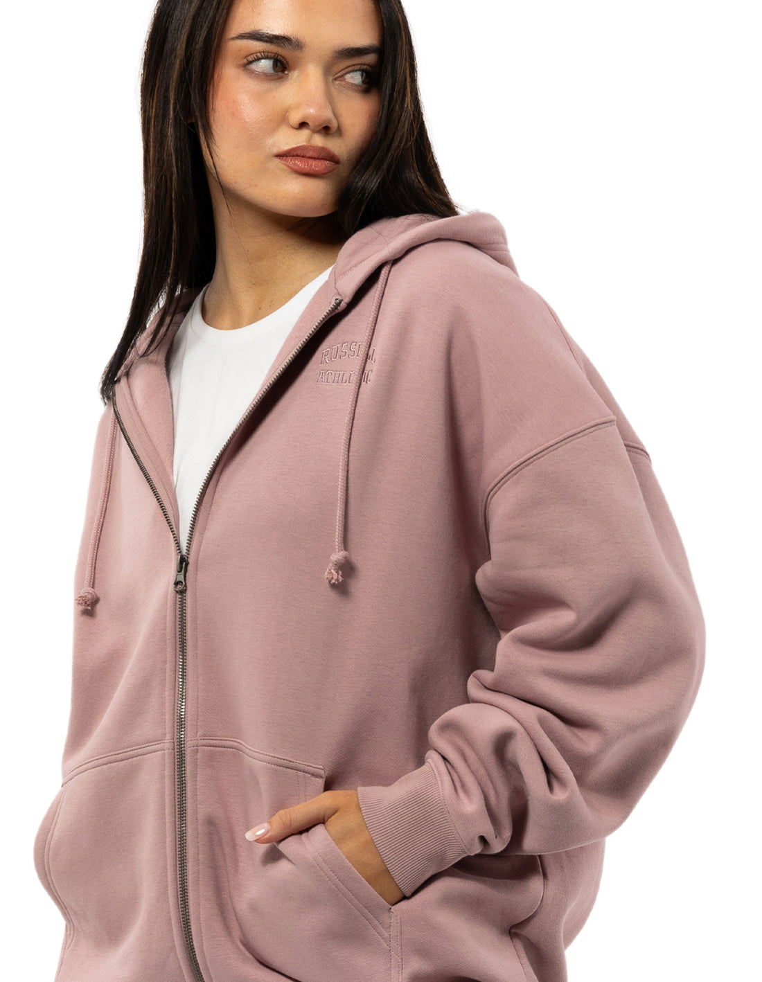 Dámské Mikina s Kapucí Russell Athletic Originals Embroidered Zip Through Růžové | QXT-803642