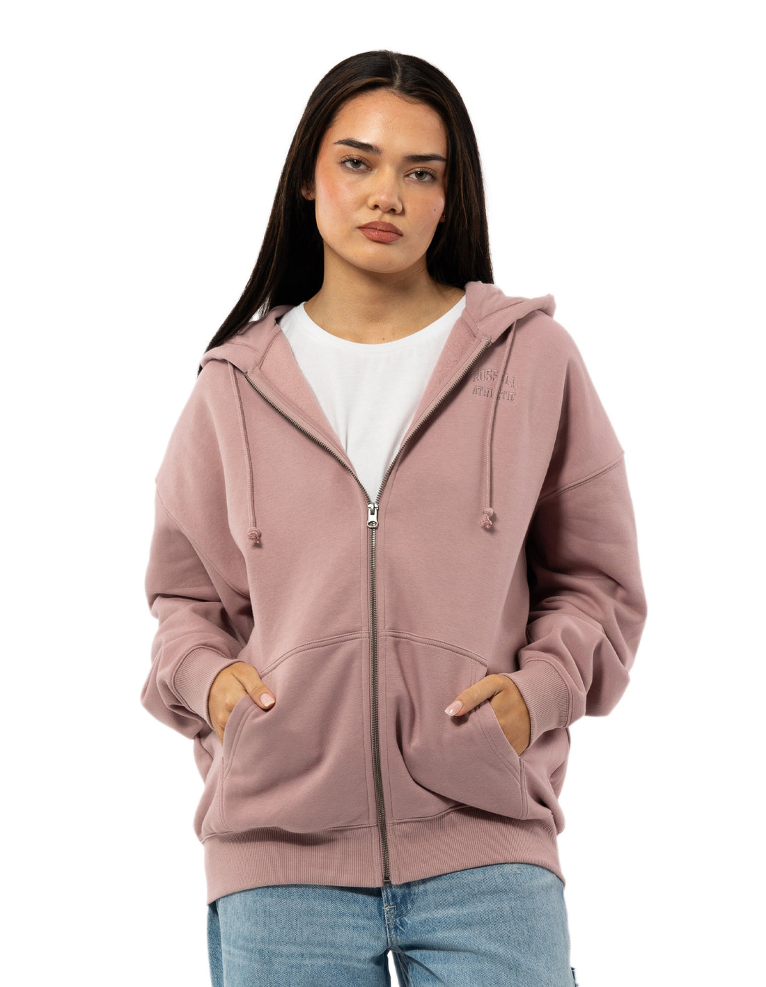 Dámské Mikina s Kapucí Russell Athletic Originals Embroidered Zip Through Růžové | QXT-803642