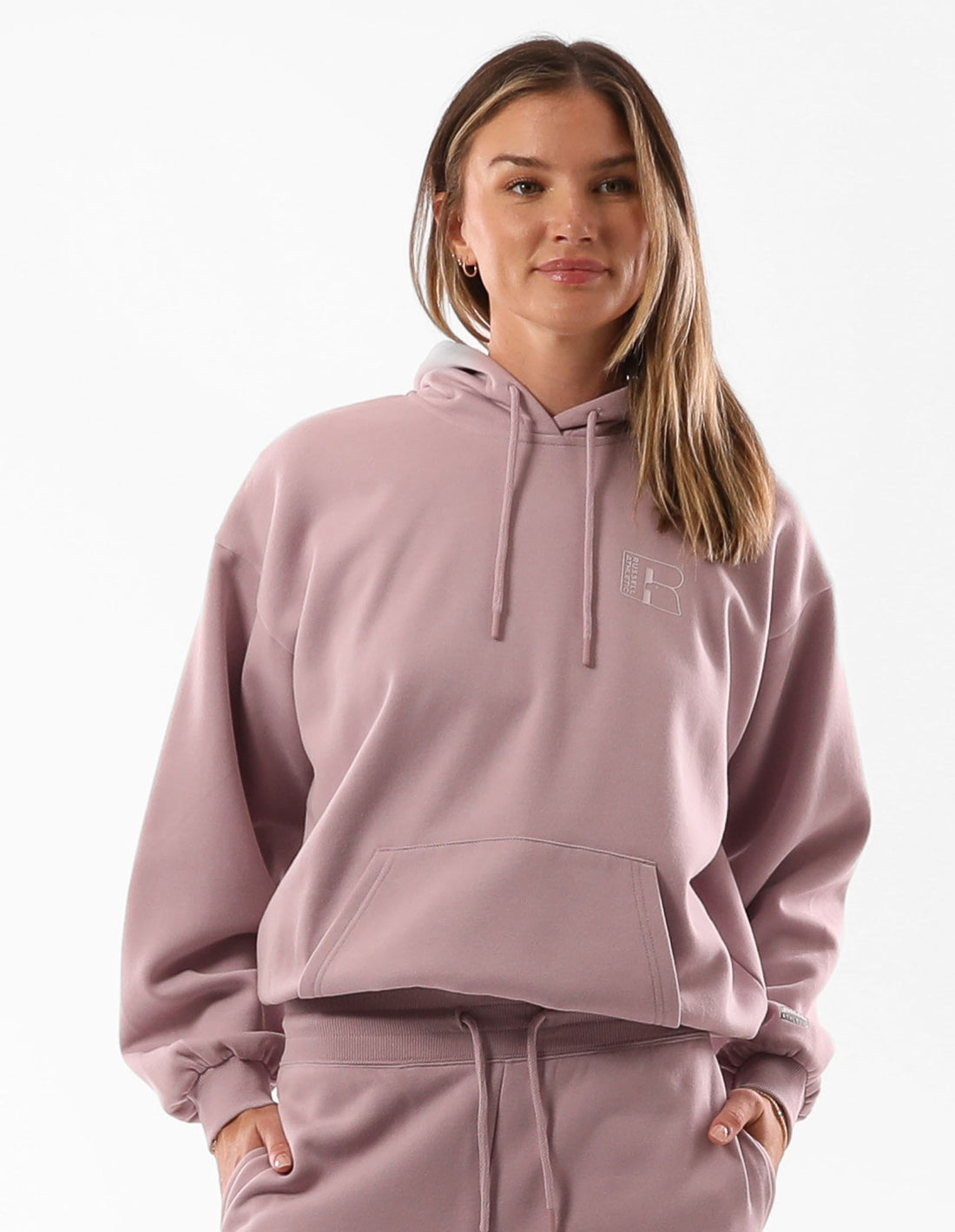 Dámské Mikina s Kapucí Russell Athletic Original Inlay Logo Růžové Růžové | CHB-490835