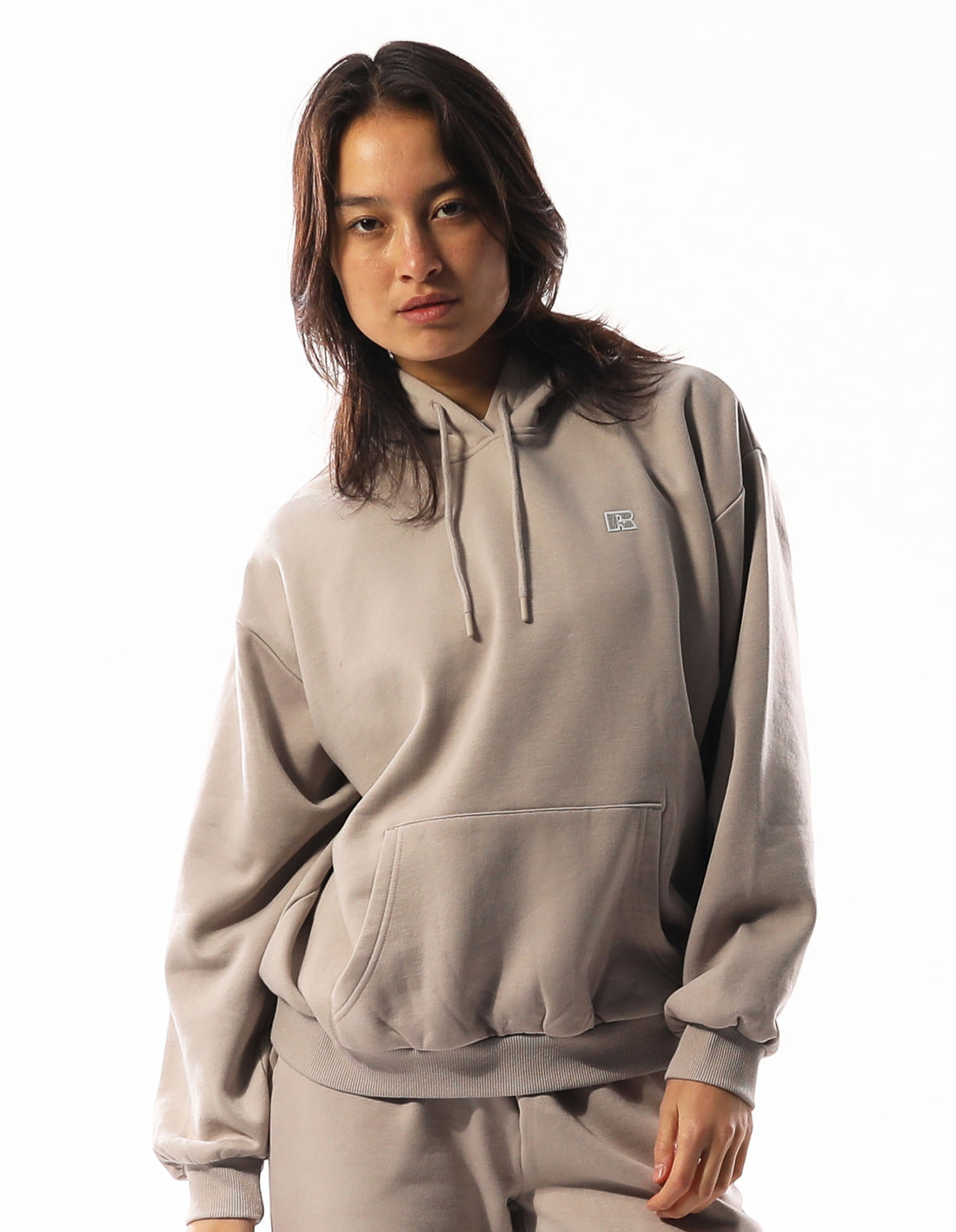 Dámské Mikina s Kapucí Russell Athletic R Logo Hnědé | RQW-214738