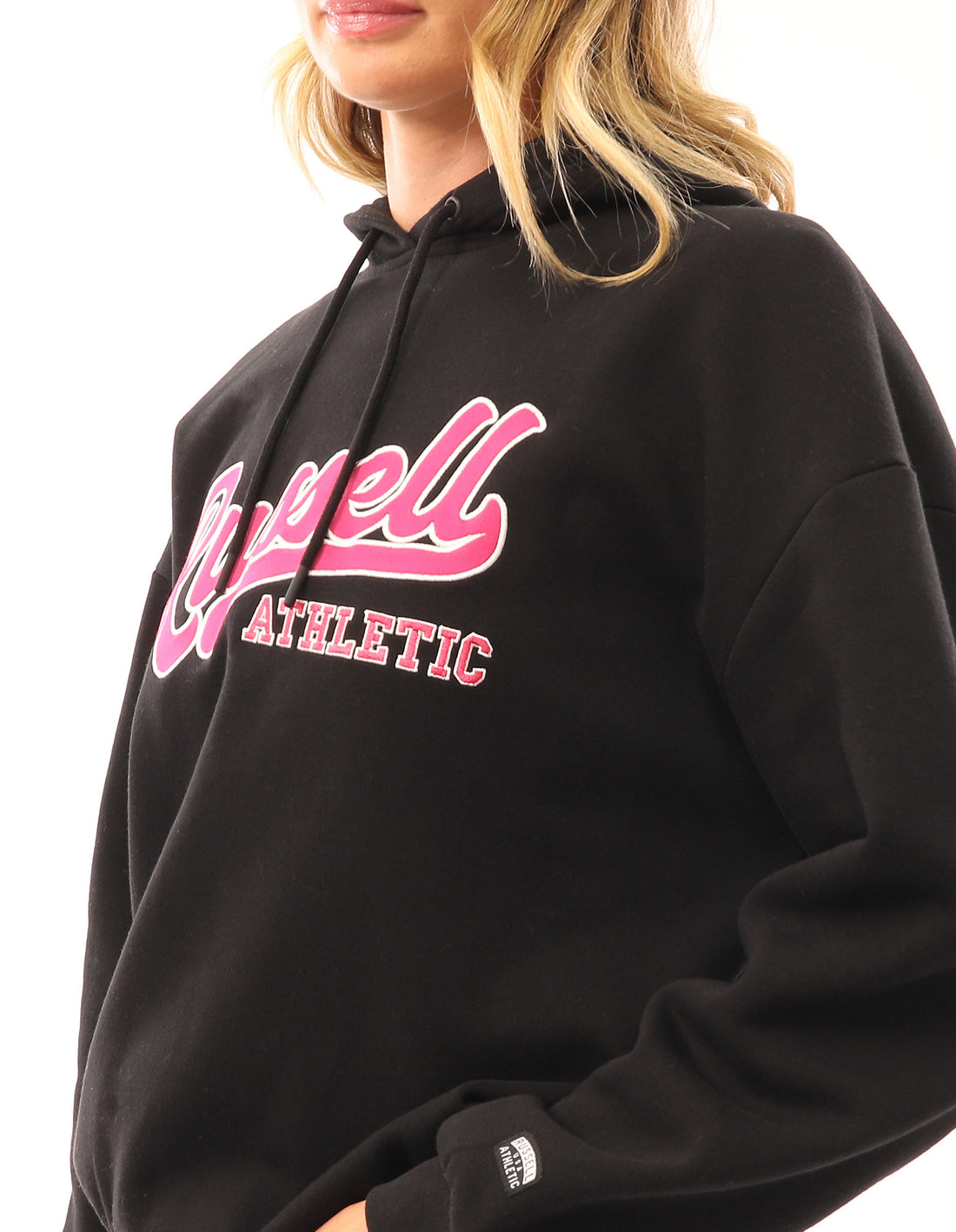 Dámské Mikina s Kapucí Russell Athletic Scripted Oversized Černé | PIX-304179