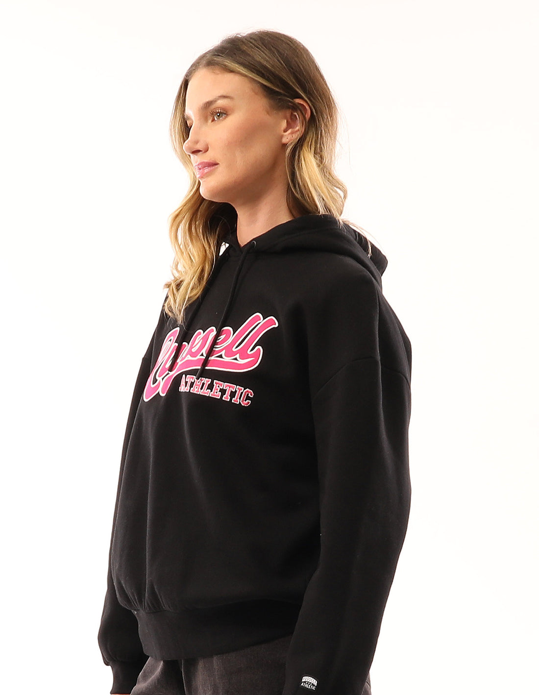 Dámské Mikina s Kapucí Russell Athletic Scripted Oversized Černé | PIX-304179