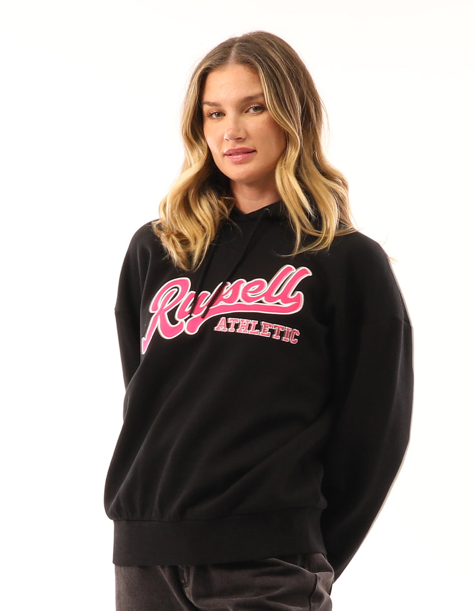 Dámské Mikina s Kapucí Russell Athletic Scripted Oversized Černé | PIX-304179