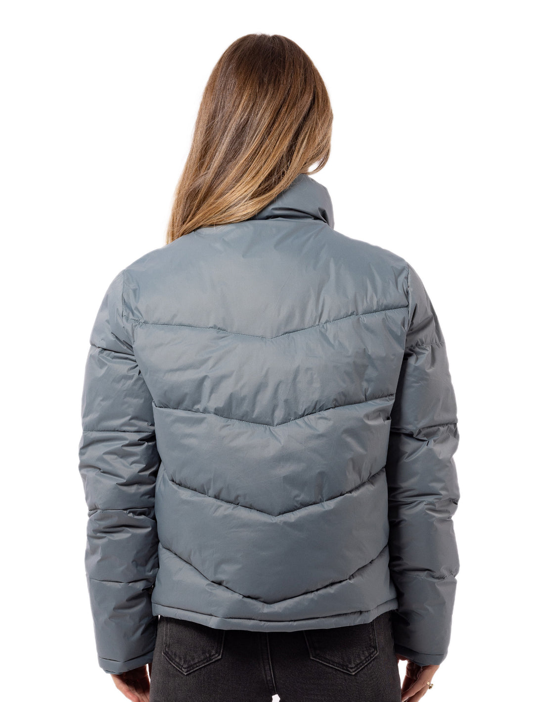 Dámské Puffer Bunda Russell Athletic Arch Logo Indigo | DIF-145027