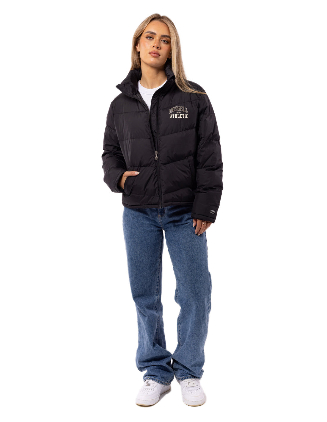 Dámské Puffer Bunda Russell Athletic Arch Logo Černé | FHY-146028