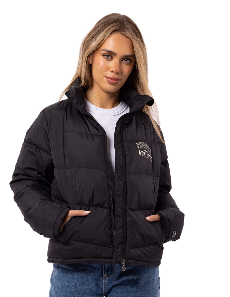 Dámské Puffer Bunda Russell Athletic Arch Logo Černé | FHY-146028
