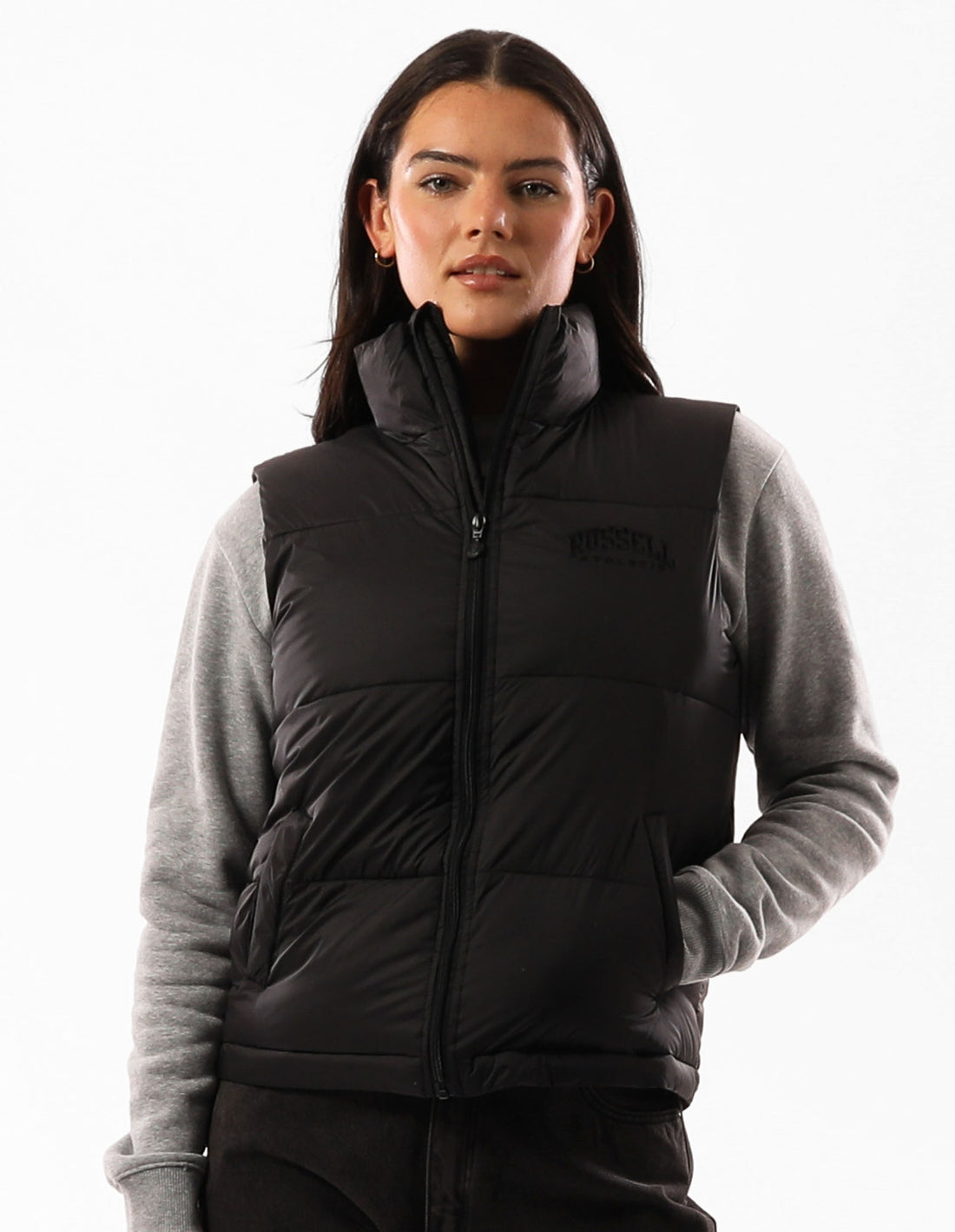 Dámské Puffer Bunda Russell Athletic Arlington Vest Černé | JYM-729015