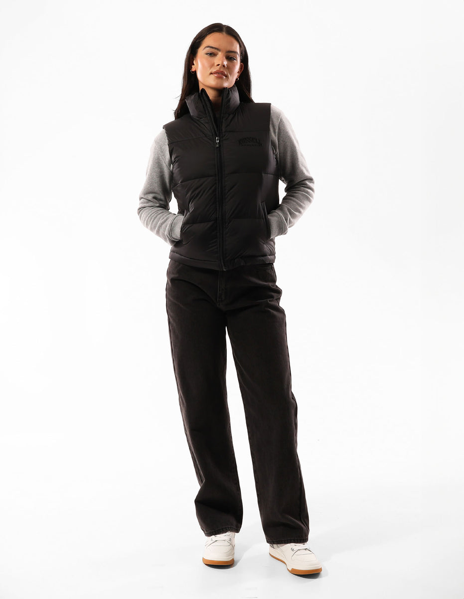 Dámské Puffer Bunda Russell Athletic Arlington Vest Černé | JYM-729015