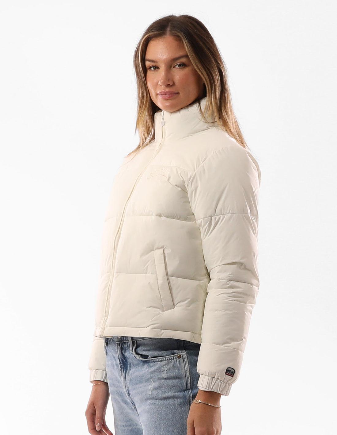 Dámské Puffer Bunda Russell Athletic Belle Cropped Béžový | MVT-061879