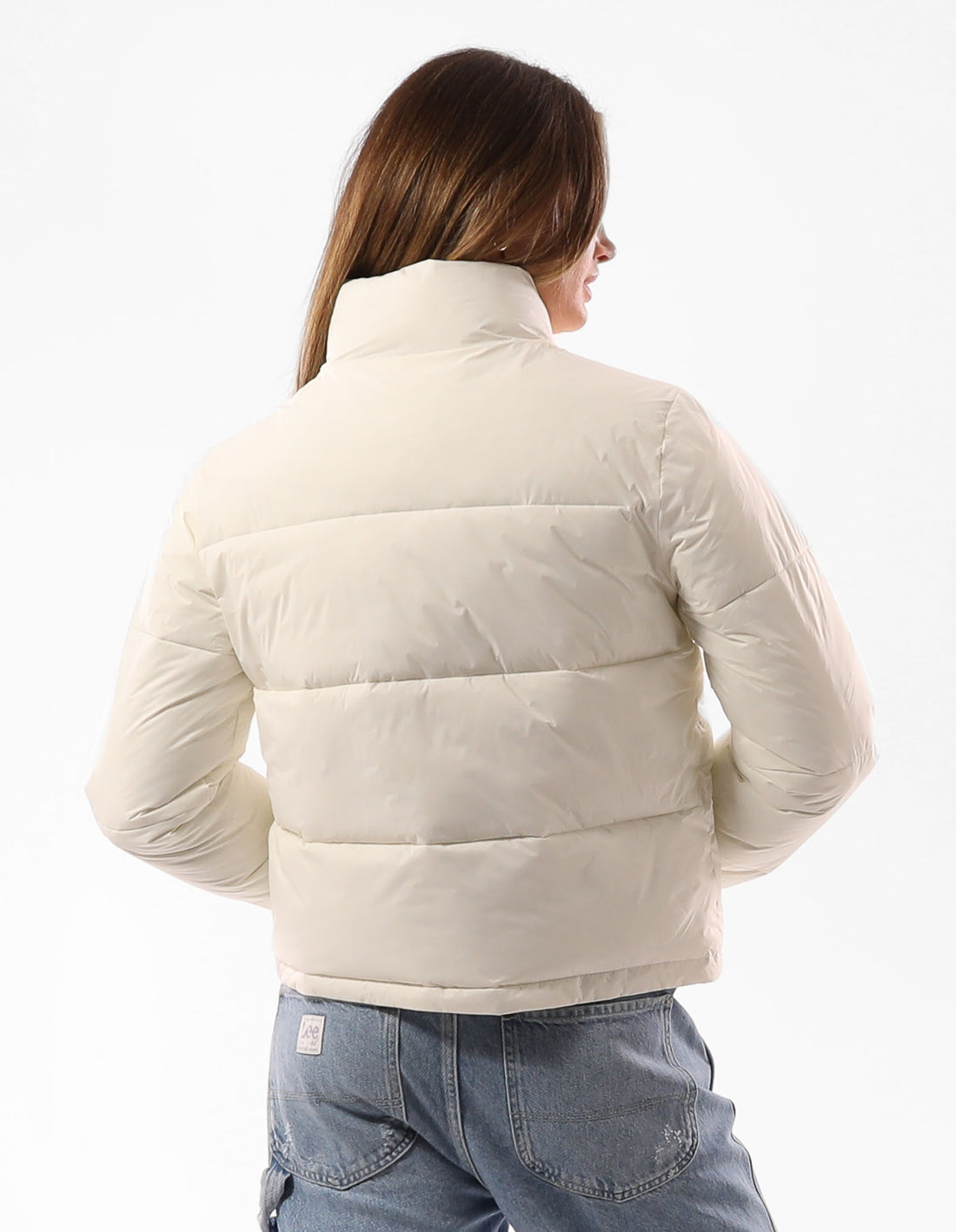 Dámské Puffer Bunda Russell Athletic Belle Cropped Béžový | MVT-061879