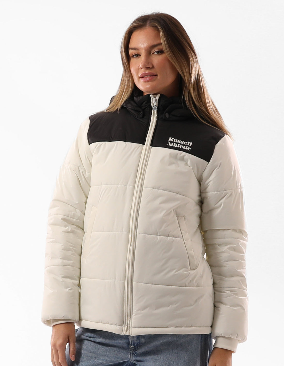 Dámské Puffer Bunda Russell Athletic Sierra Béžový Černé | ZJE-082614