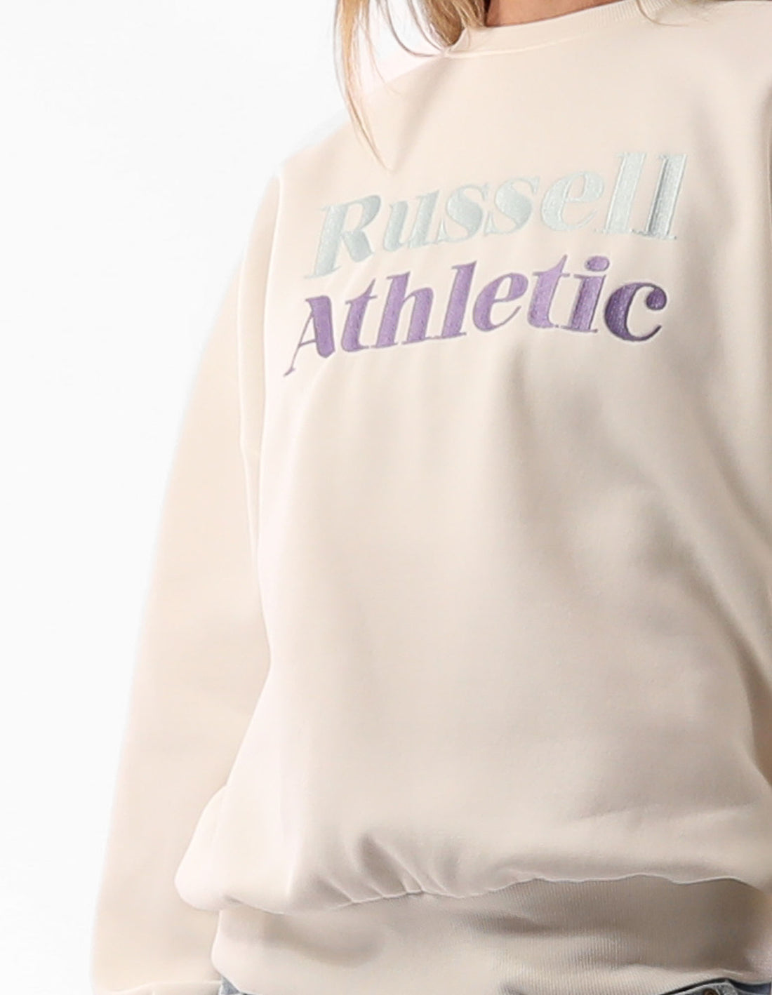 Dámské Svetr S Výstřihem Do Posádky Russell Athletic Two Béžový | OFE-075193