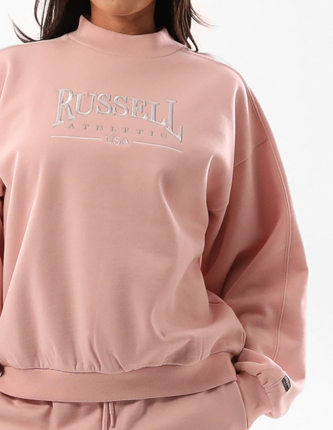 Dámské Svetr S Výstřihem Do Posádky Russell Athletic Tribeca Mock Neck Růžové Růžové | HDM-689752